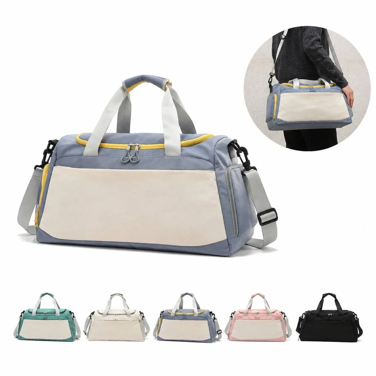 Water-Resistant Large Travel Tote Bag with Pockets 2
