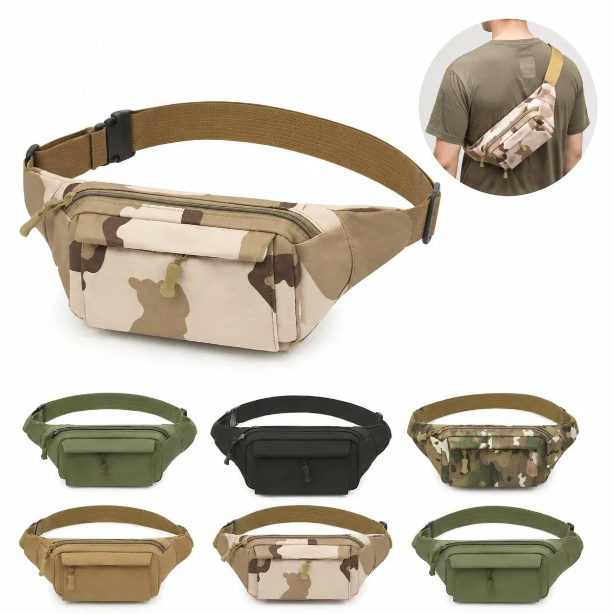 Water-Resistant Canvas Waist Shoulder Bag for Men 2