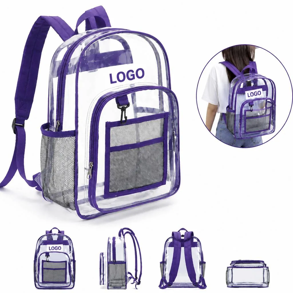 Clear PVC Shoulder Bag with Zipper Large Transparent