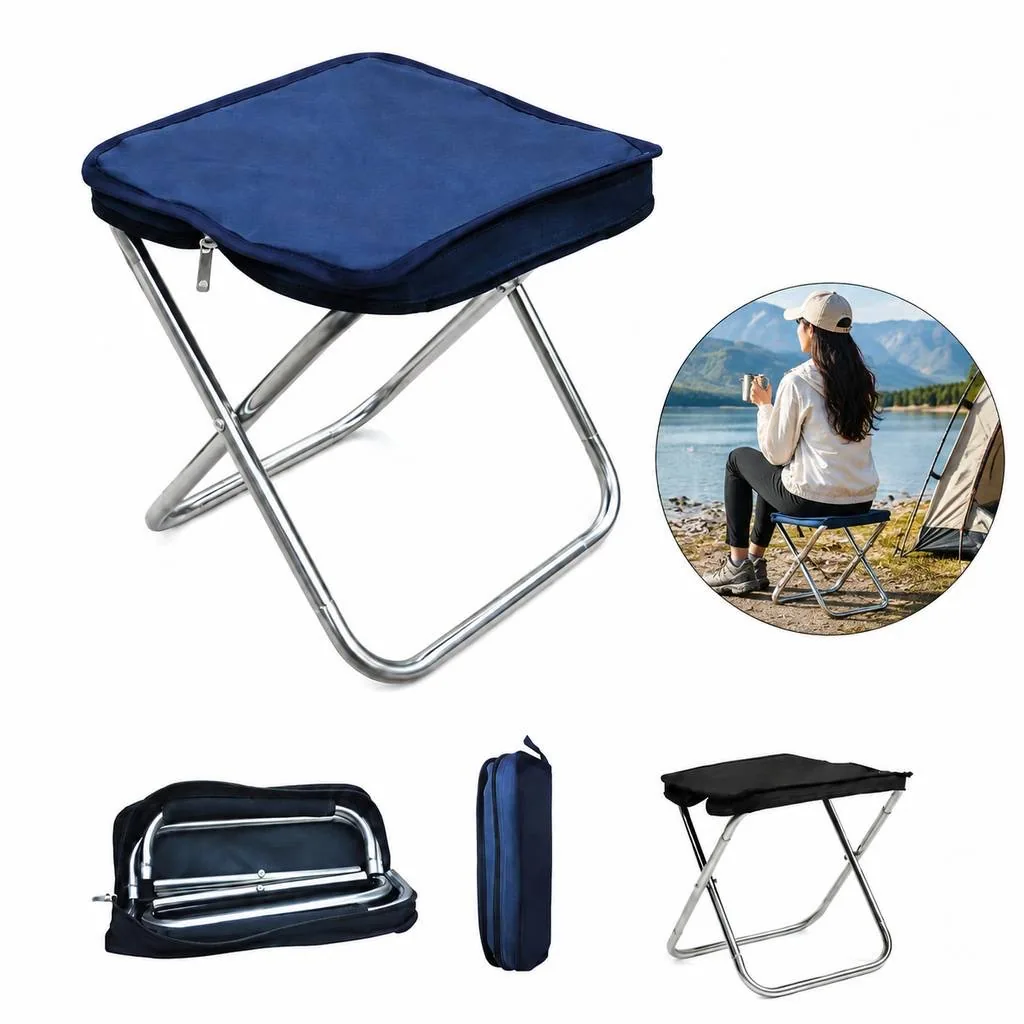 Compact Portable Folding Camping Stool with Steel Frame 2