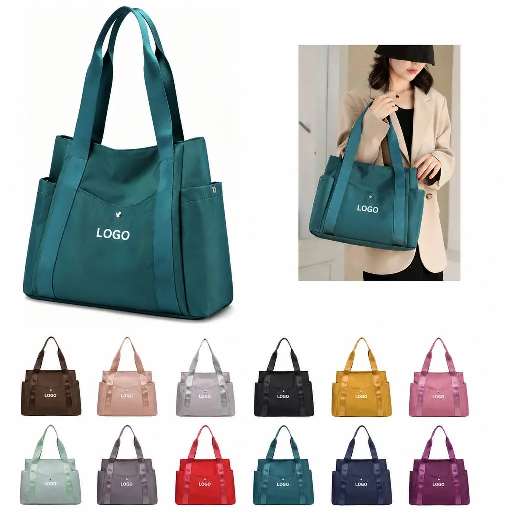 Multi-Pocket Nylon Tote Bag for Work and Travel