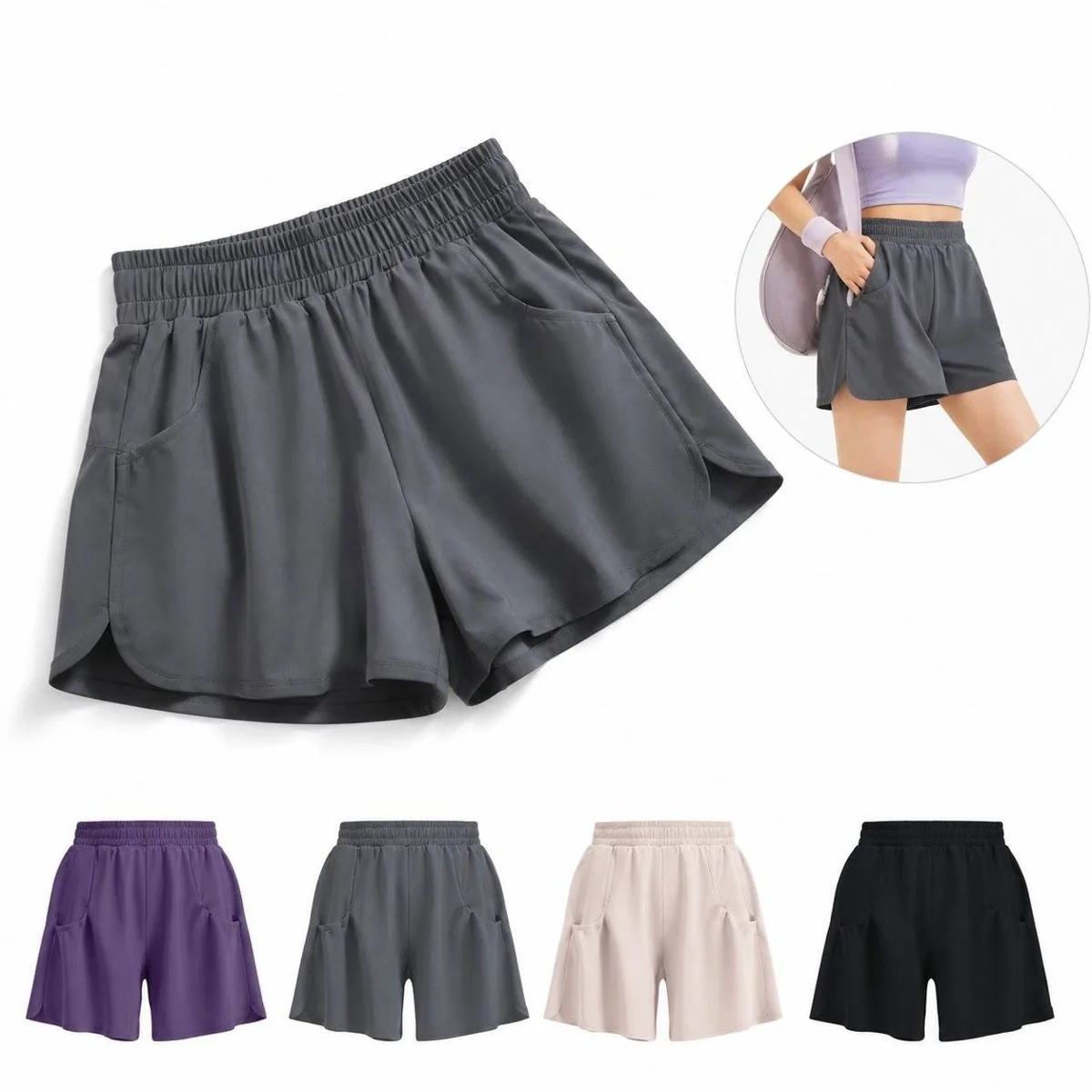 Loose Fit Stretch Athletic Shorts for Women Yoga Running 2