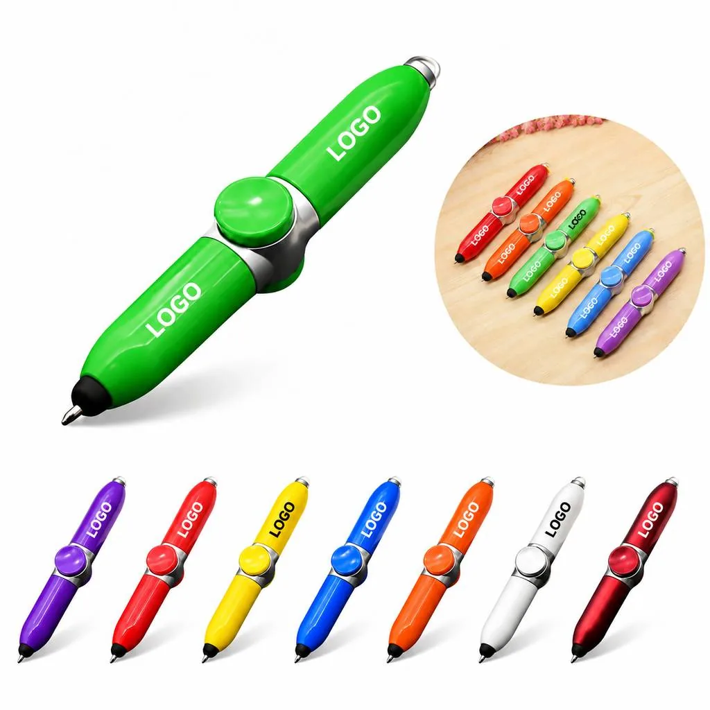 Compact LED Light Ballpoint Spinner Pen for Writing in Dark