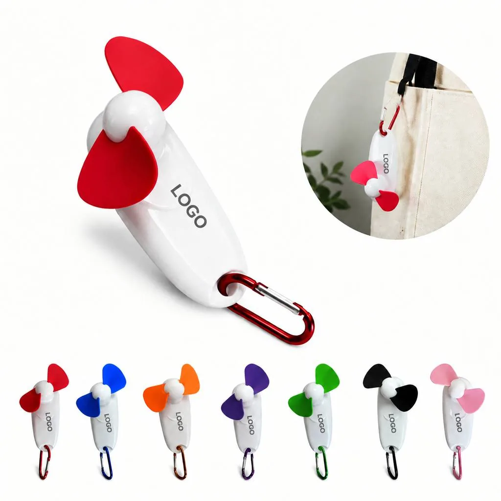 Portable Mini Fan with Carabiner Clip, Rechargeable