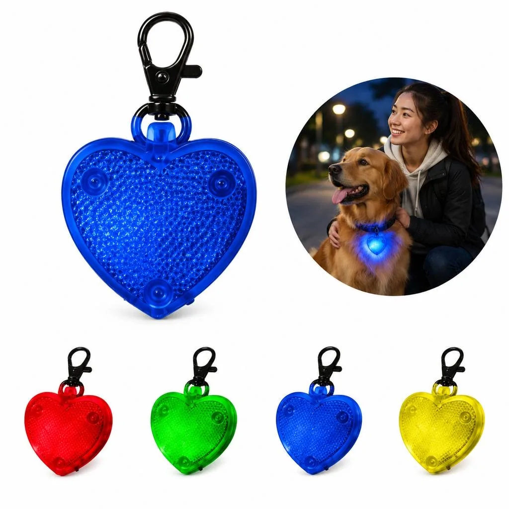 LED Flashing Heart Pet Collar Keychain 2