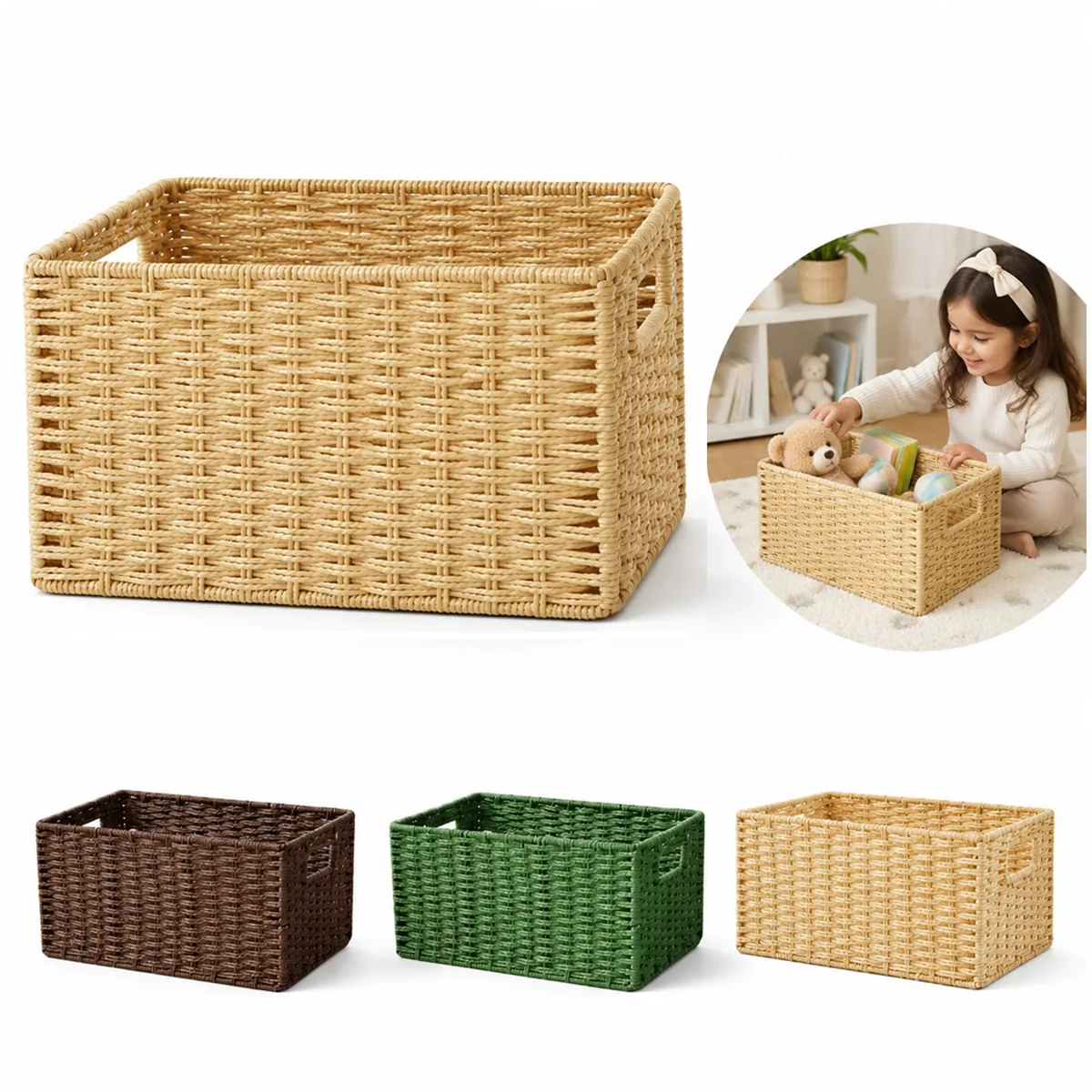 Woven Wicker Storage Basket for Home Organization 2