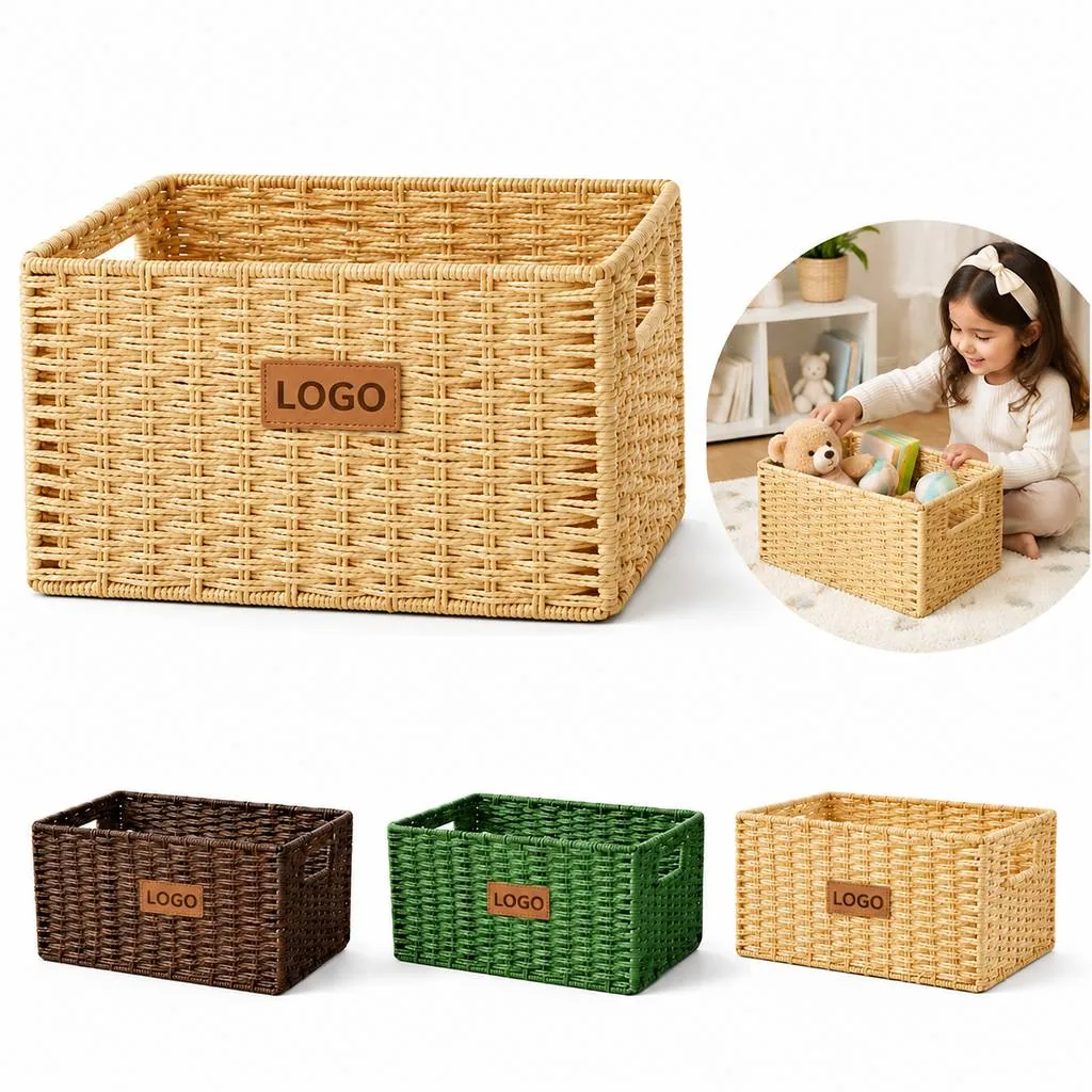 Woven Wicker Storage Basket for Home Organization
