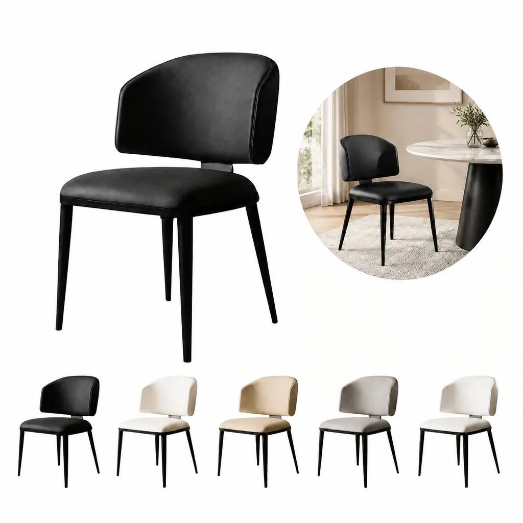 Modern Dining Chair with Durable Leather Upholstery 2