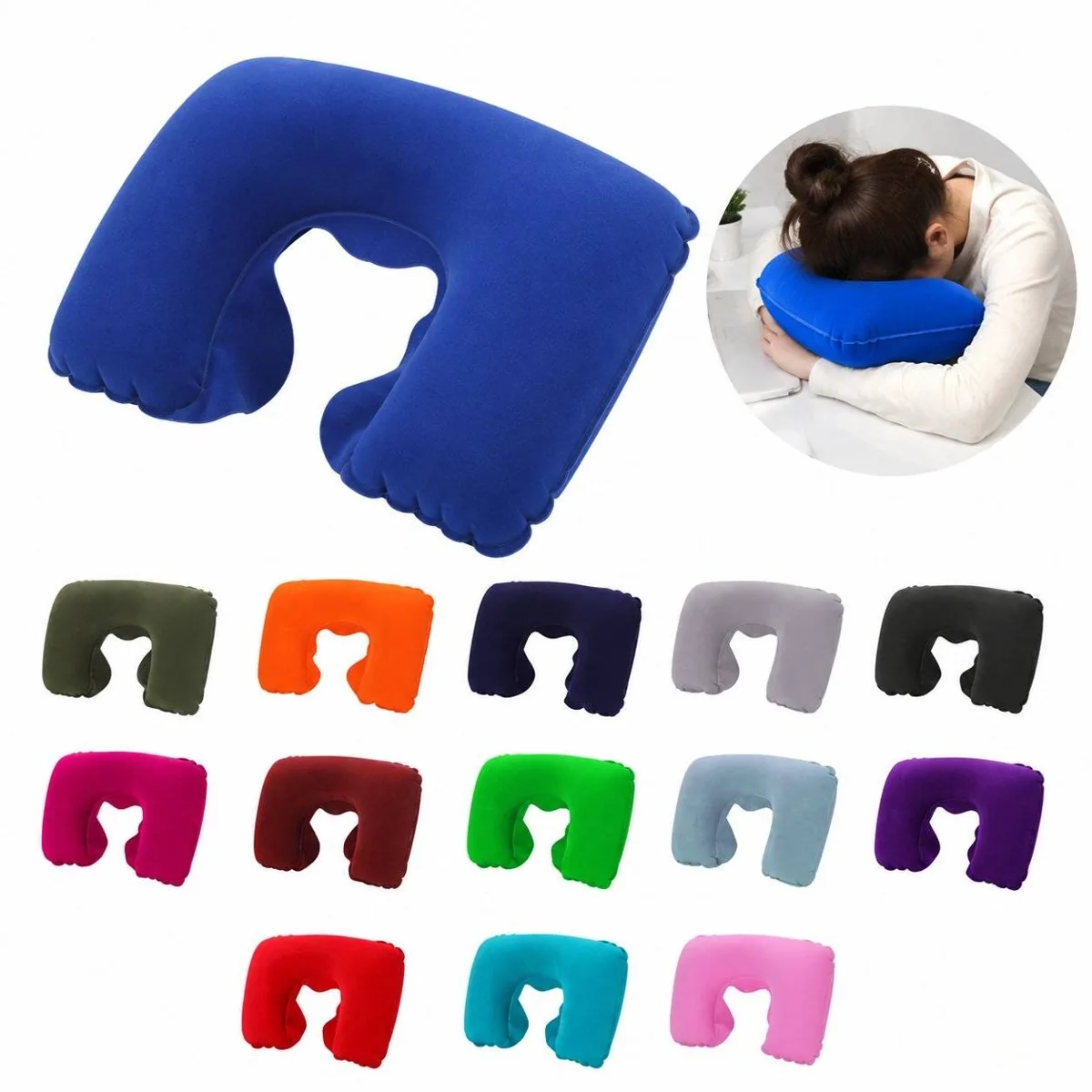 Inflatable Neck Pillow for Travel with Adjustable Firmness 2