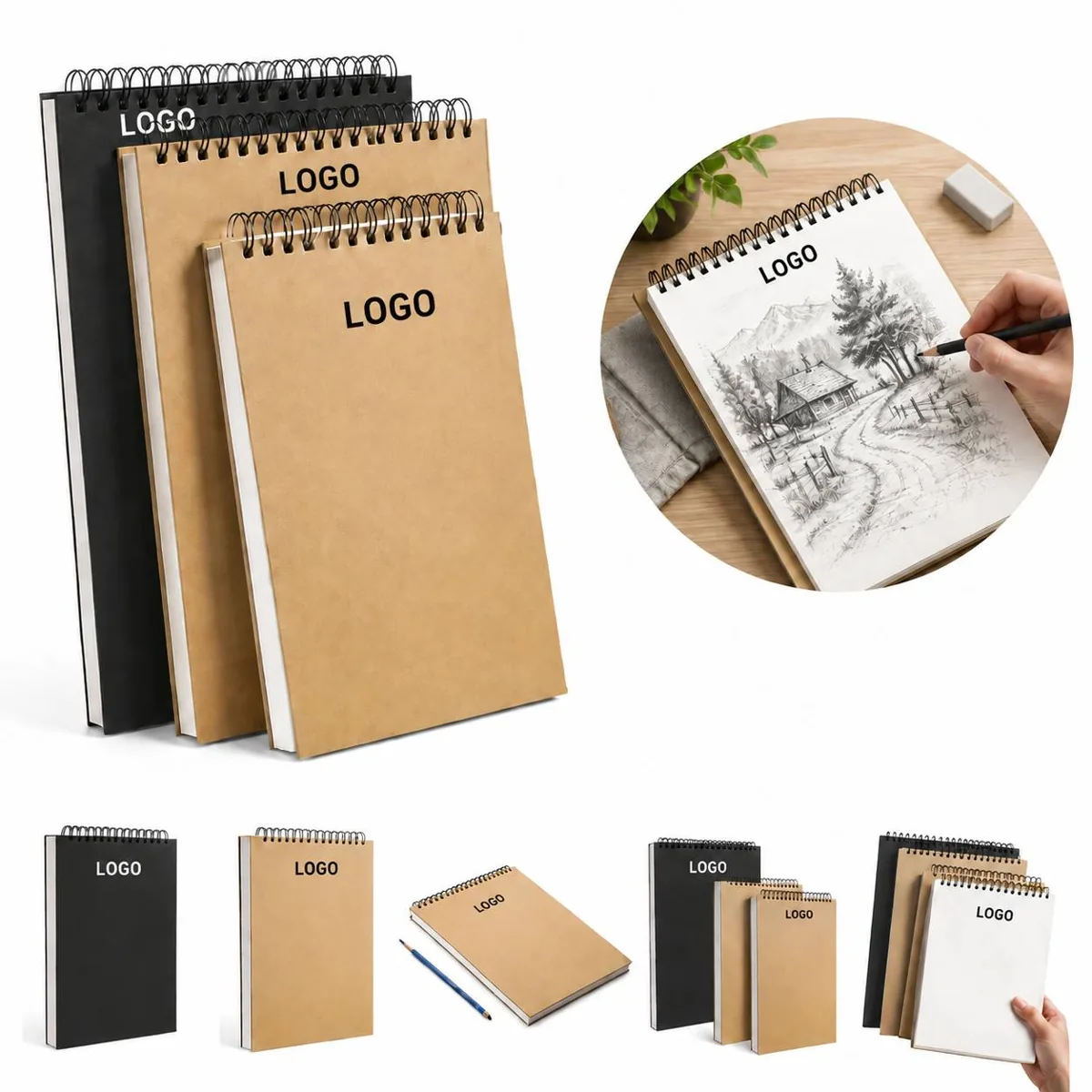 A4 Art Sketchbook with Hard Cover and Elastic Closure