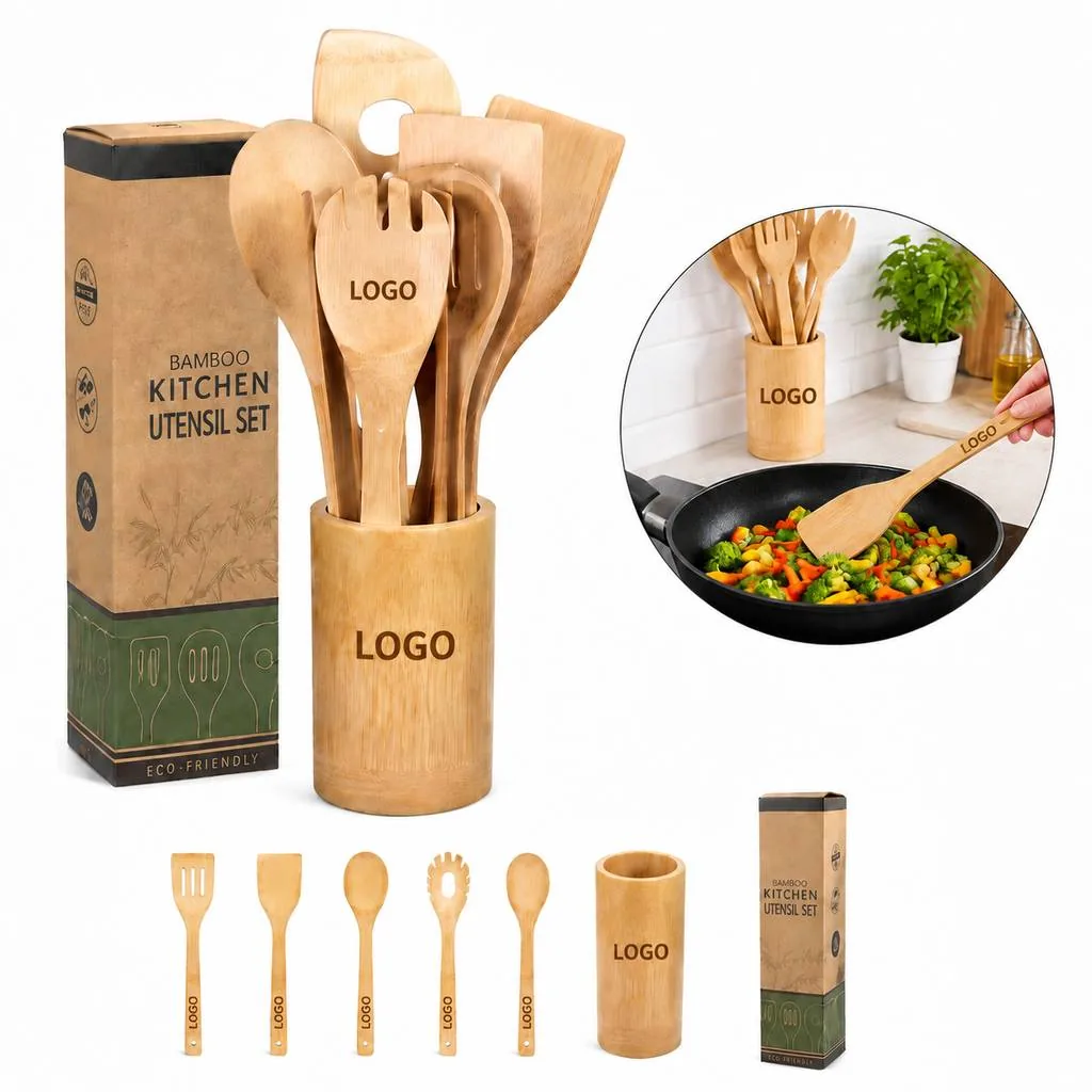 5-Piece Natural Bamboo Kitchen Utensil Set