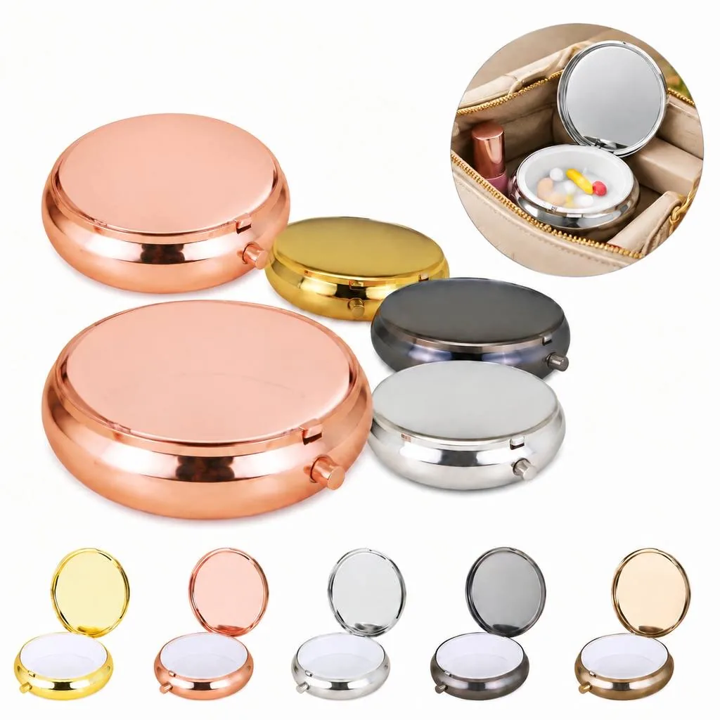 Round Metal Travel Pill Case with Twist-Lock Closure 2