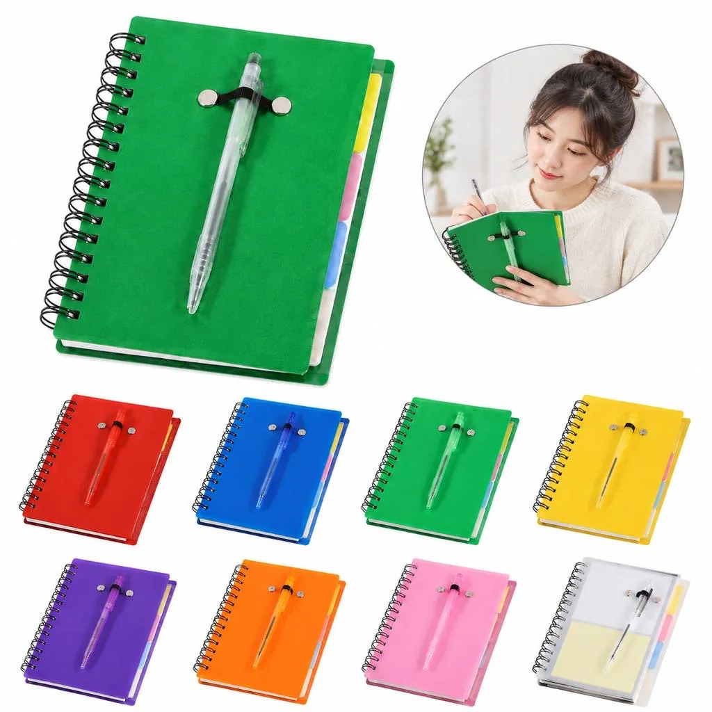 Ruled Spiral Notebook with Attached Pen for Notes 2