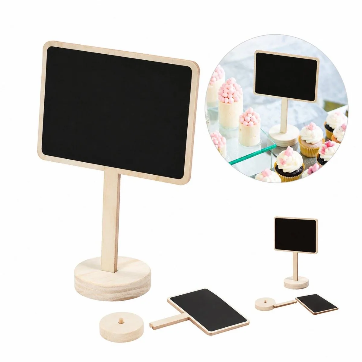 Mini Natural Wood Tabletop Sign with Stable Base 2