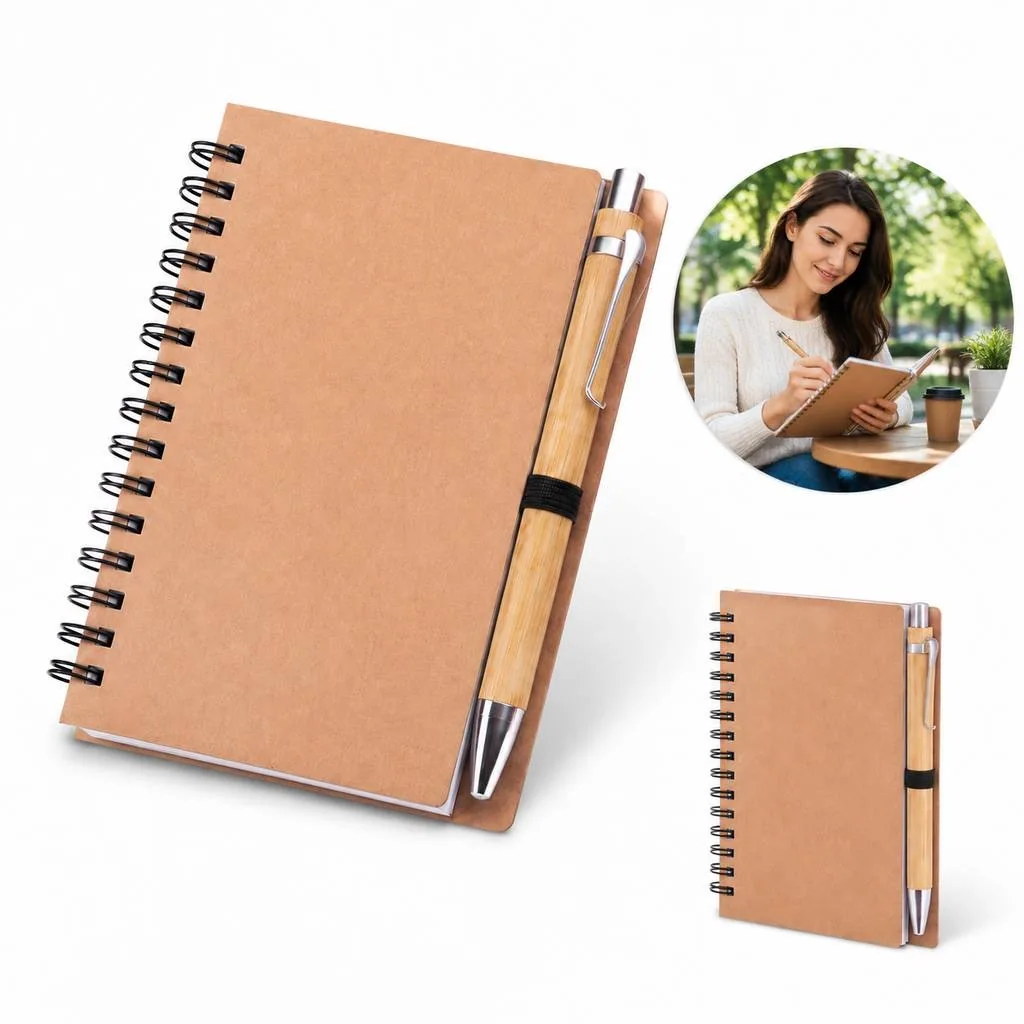 Spiral Bound Notebook with Bamboo Pen 2