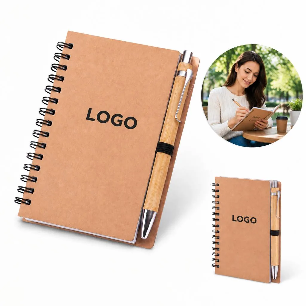 Spiral Bound Notebook with Bamboo Pen
