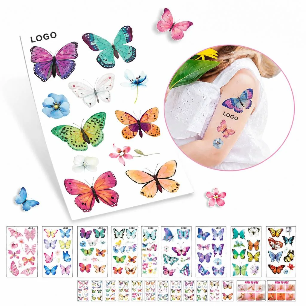 Waterproof Temporary Tattoos with Custom Logo, 10-Pack