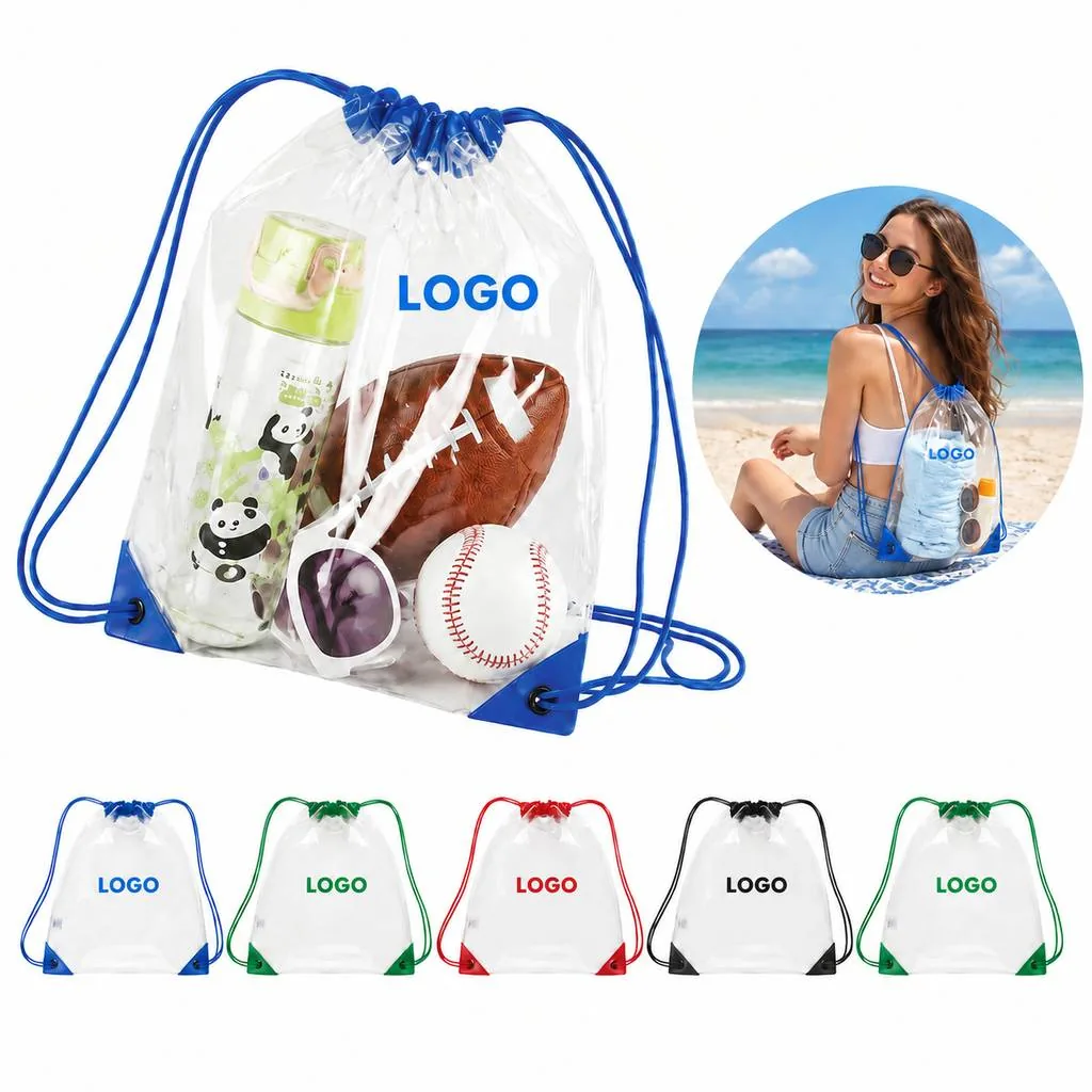 Transparent PVC Cinch Bag for Travel and Events