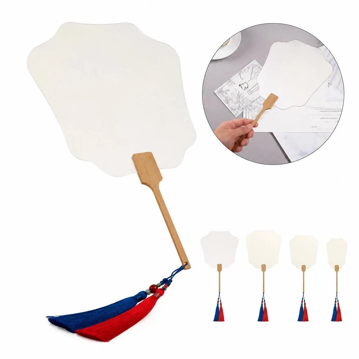 Custom Promotional Plastic Fans with Wooden Handles 2