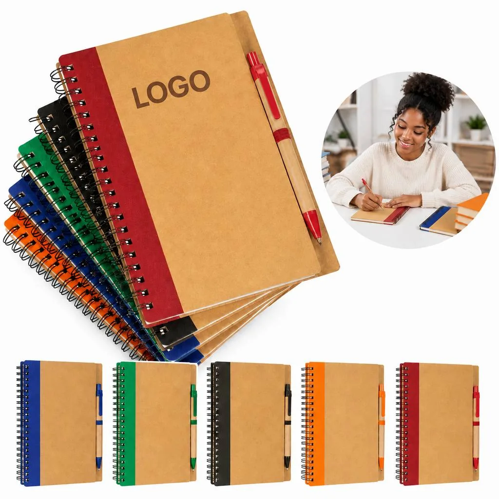 Kraft Spiral Notebook with Built-in Pen Loop