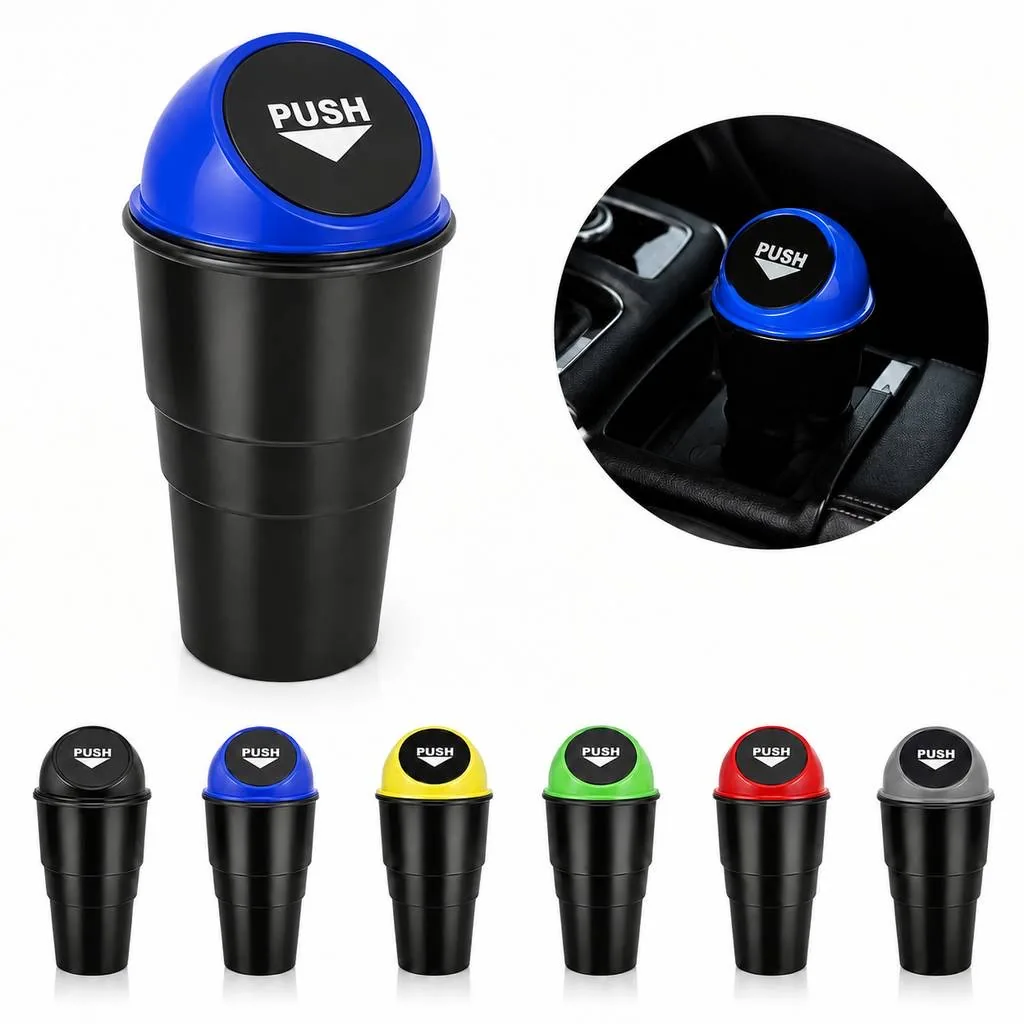 Portable Leak-Resistant Car Trash Bin with Lid 2