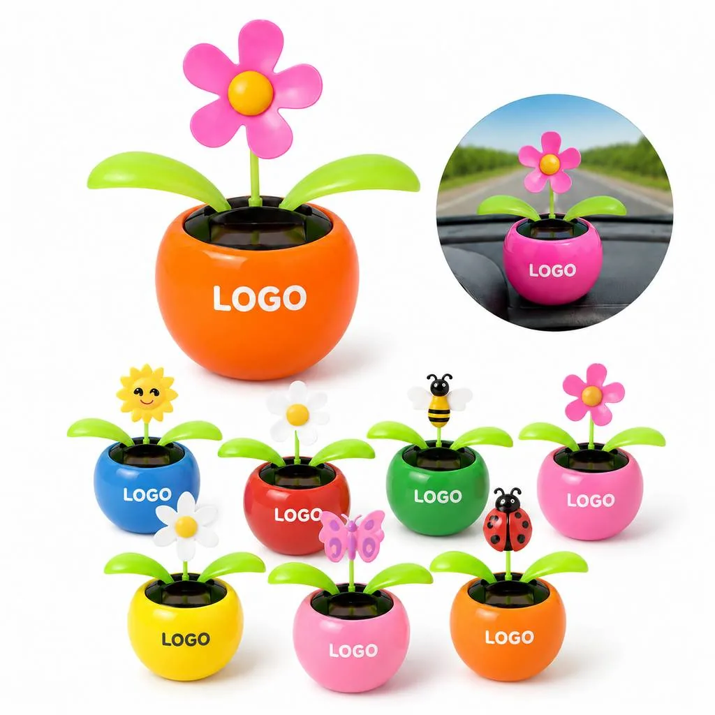 Solar Car Flower Ornament with Eco-Friendly Design