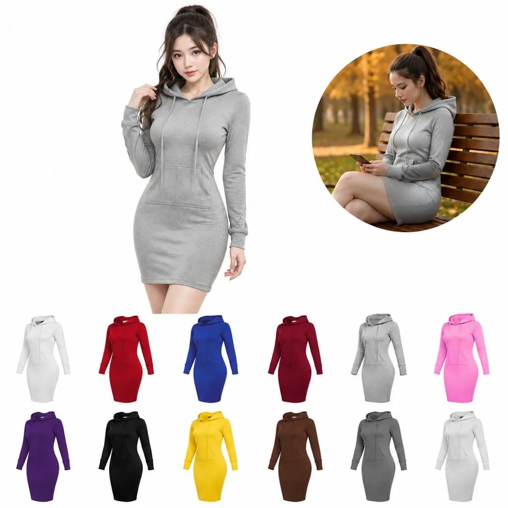Women's Casual Hoodie with Drawstring and Kangaroo Pocket 2