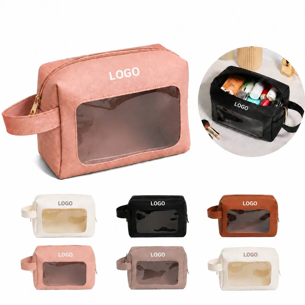 Transparent Spliced Makeup Pouch Large Capacity