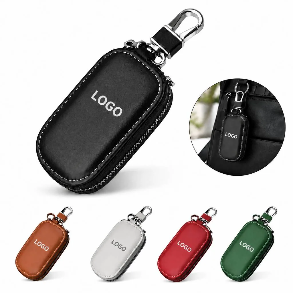 Compact Water-Resistant Zippered Keychain Pouch for