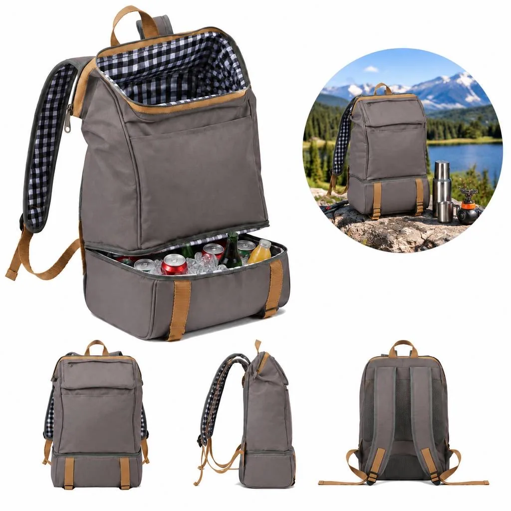 Insulated Picnic Backpack Set for Two 2