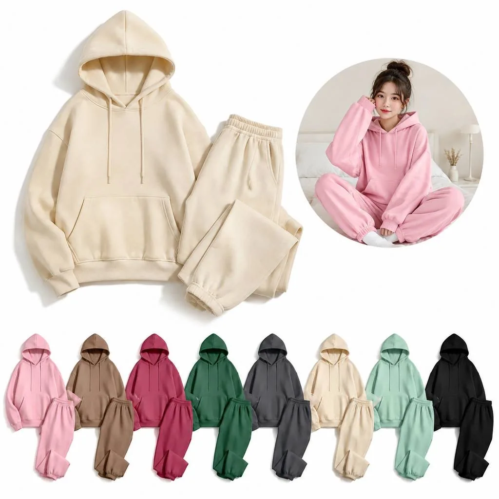 Women's Pullover Hoodie with Kangaroo Pocket Solid Color 2