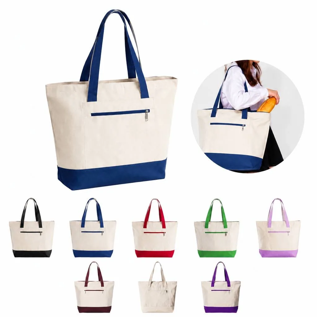 Cotton Canvas Zip Carryall Tote for Daily Use 2