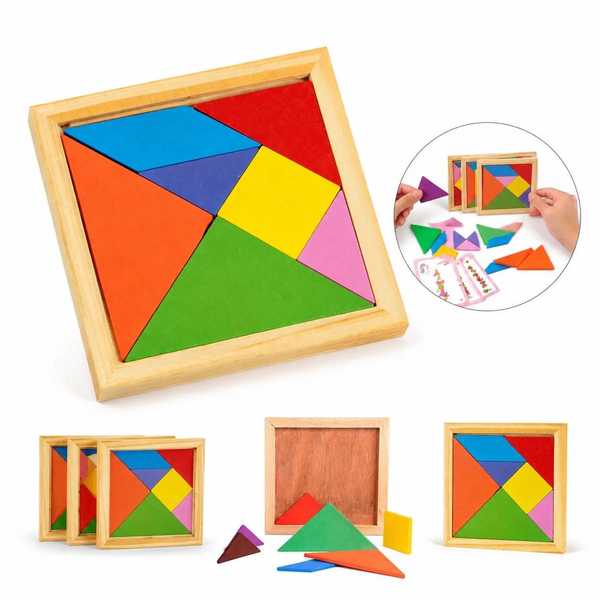 Wooden Geometric Tangram Educational Puzzle Set for Kids 2