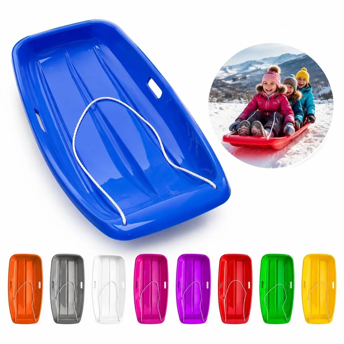 Kids Flexible Snow Sled with Pull Rope for Ages 3 2