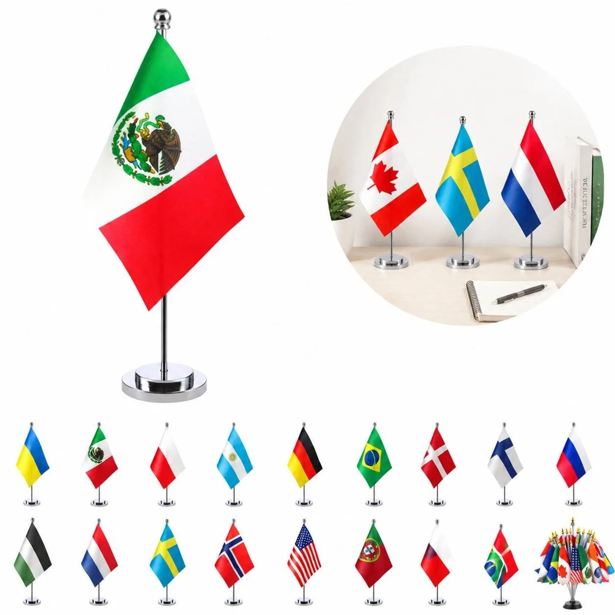 Compact Tabletop Display Stand for Mini International Flags 2