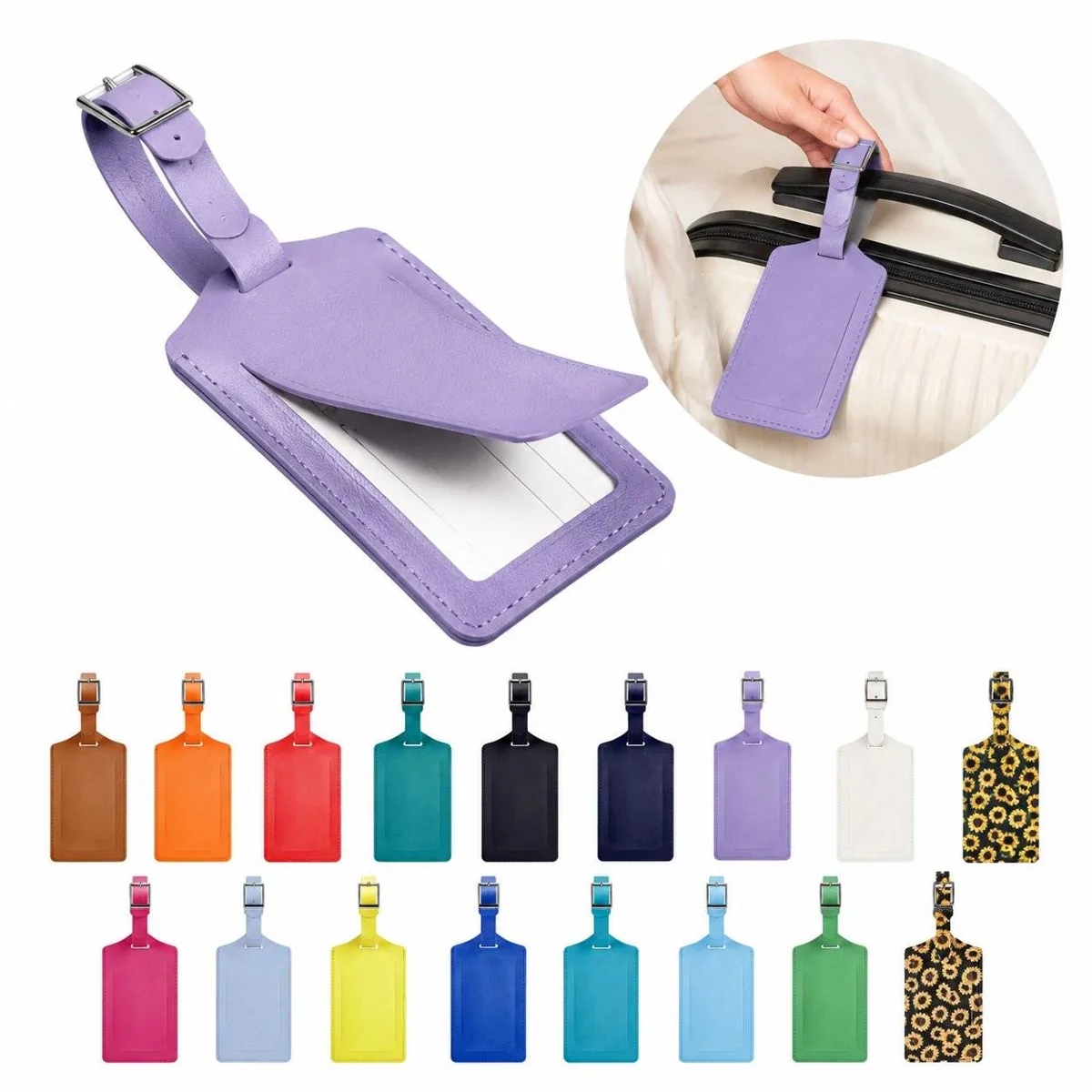 Cute PU Leather Travel Luggage Tag with Secure Strap 2