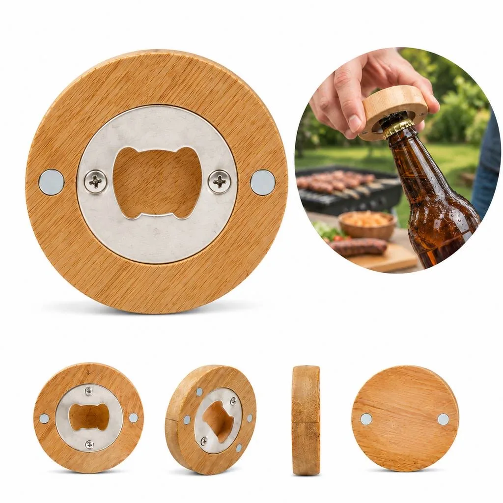 Wooden Magnetic Bottle Opener for Glass Bottles 2