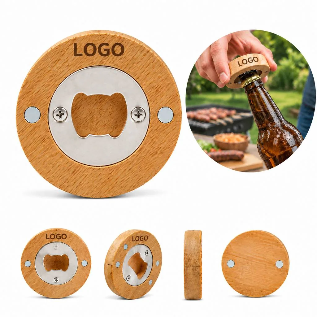 Wooden Magnetic Bottle Opener for Glass Bottles