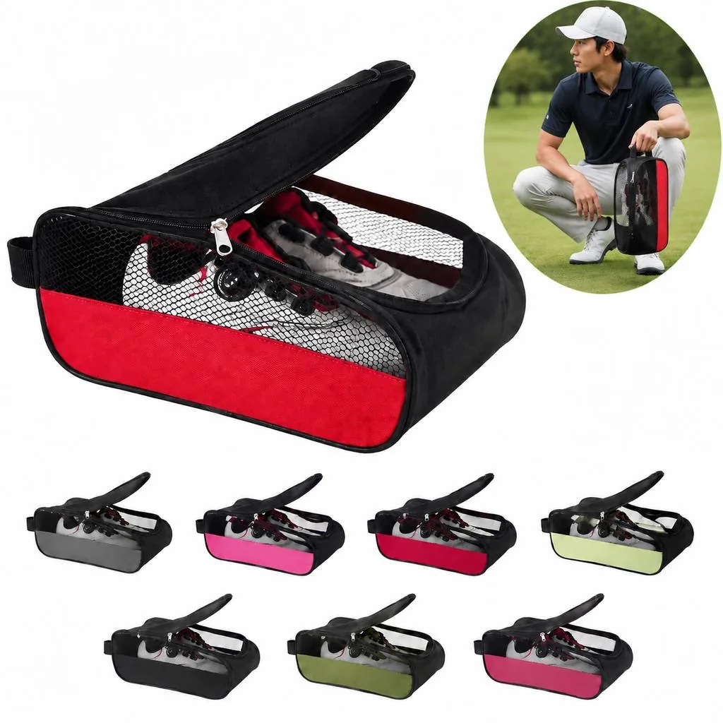 Portable Mesh Golf Shoe Bag for Travel and Storage 2