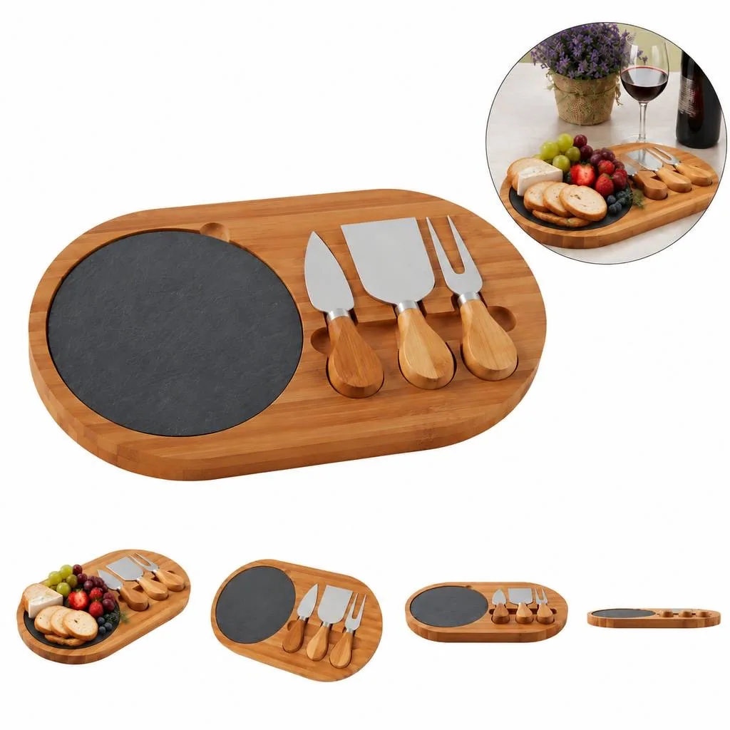 Natural Slate Cheese Serving Board Set with Tools 2