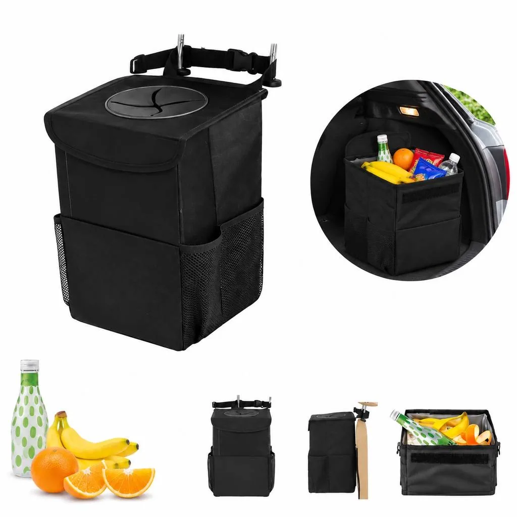 Waterproof Car Trash Bin with Lid for Odor Control 2