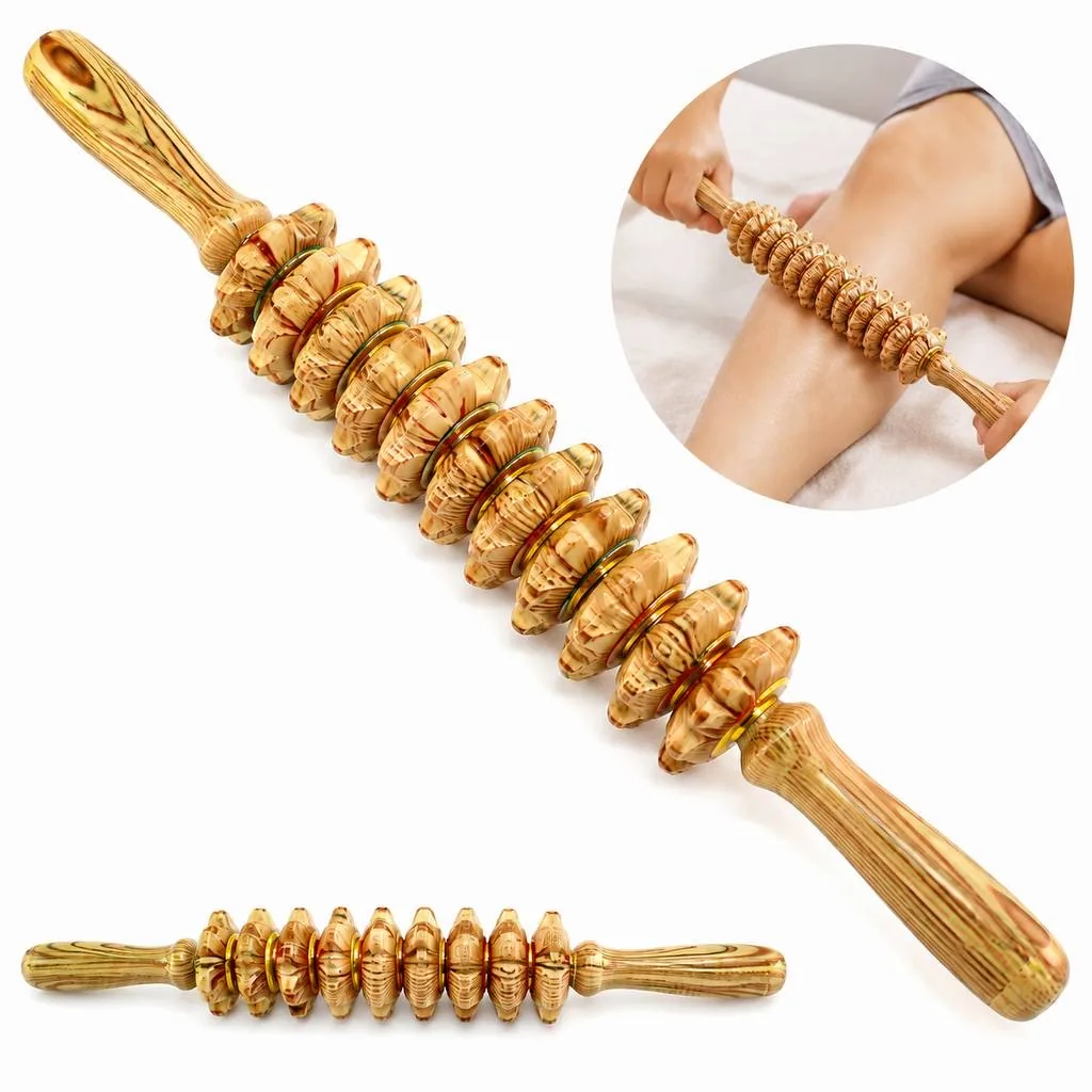 Nine-Wheel Wooden Body Massager for Muscle Relaxation 2