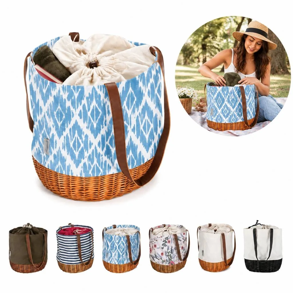 Structured Basket Weave Canvas Carryall Tote 2