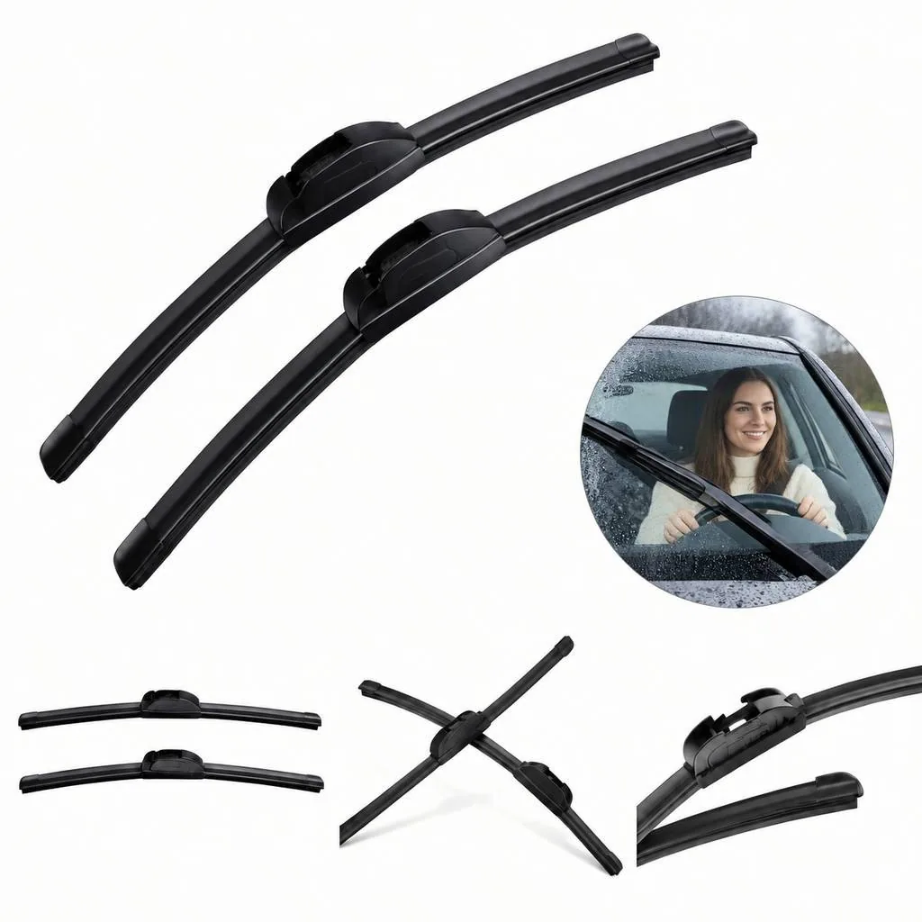 Universal Rubber Windshield Wiper Blades Set 2