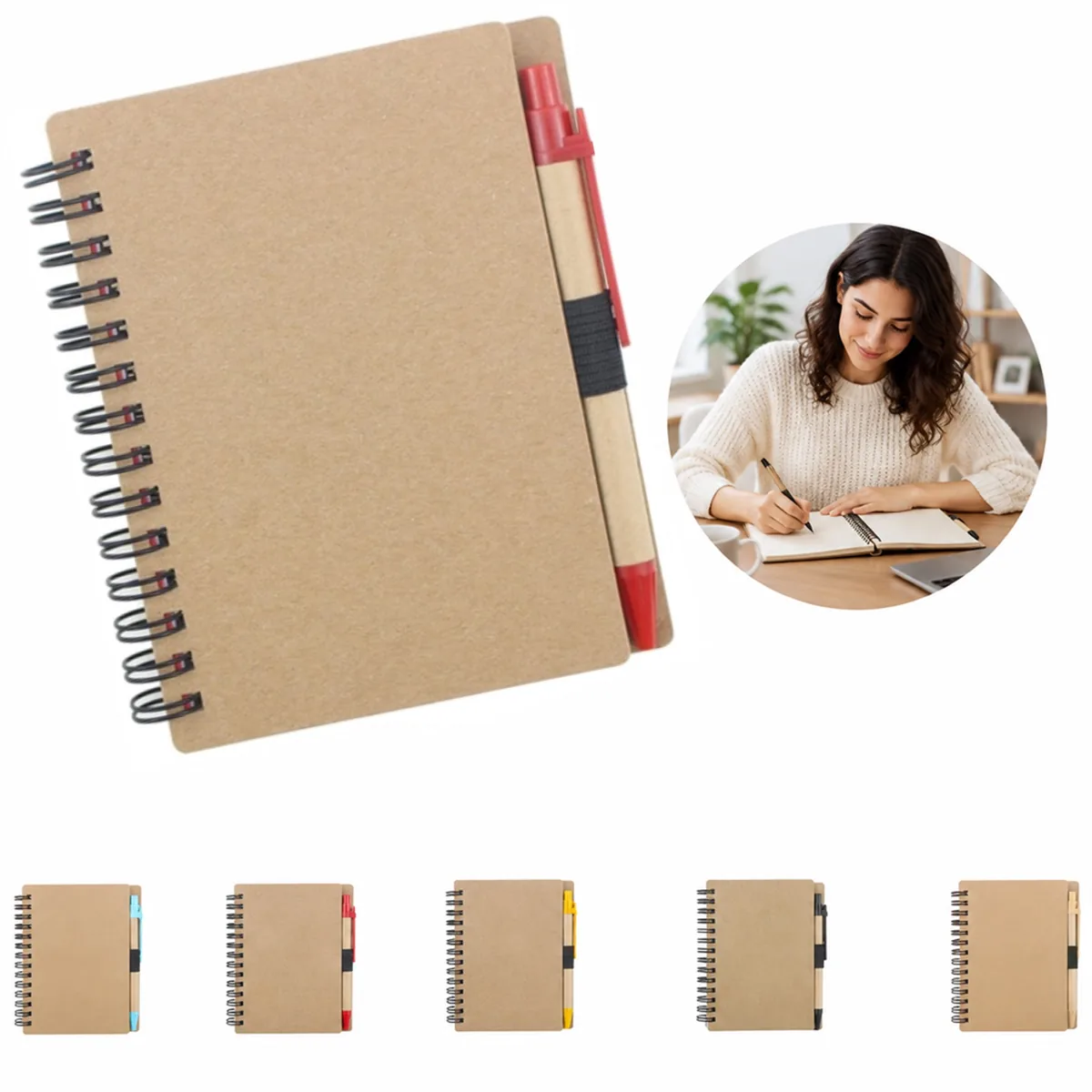 Kraft Spiral Notebook Set for Writing and Notes 2