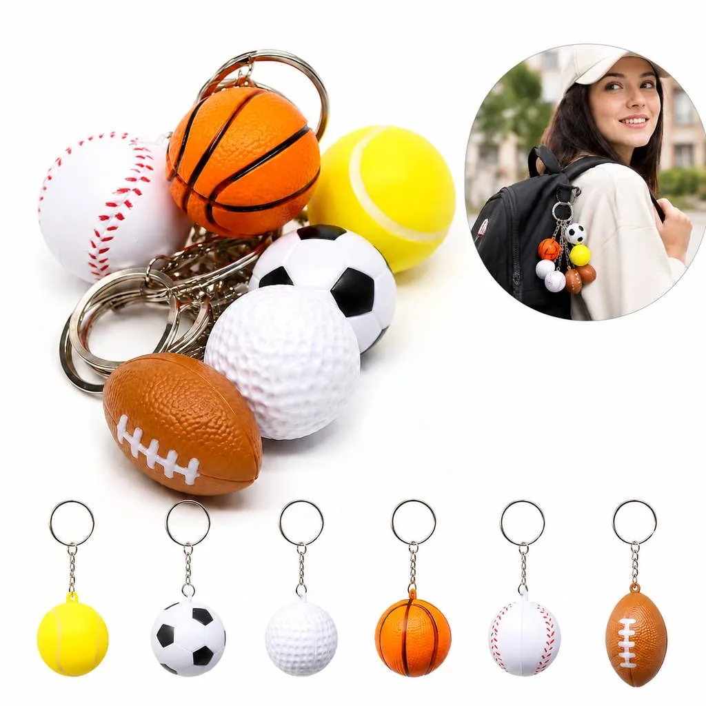 Mini PU Sports Ball Keychain Portable Key Holder 2