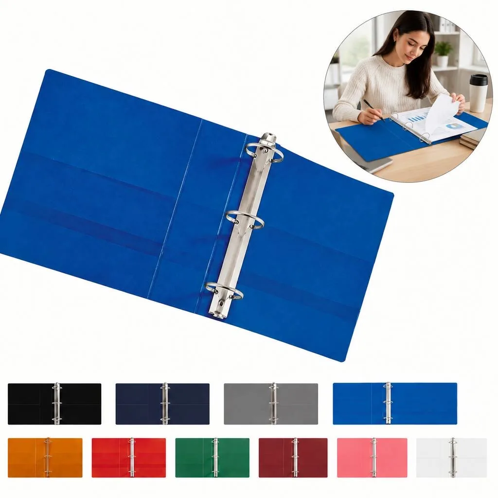 Leather Textured D-Ring Binder Folder for Letter Size 2