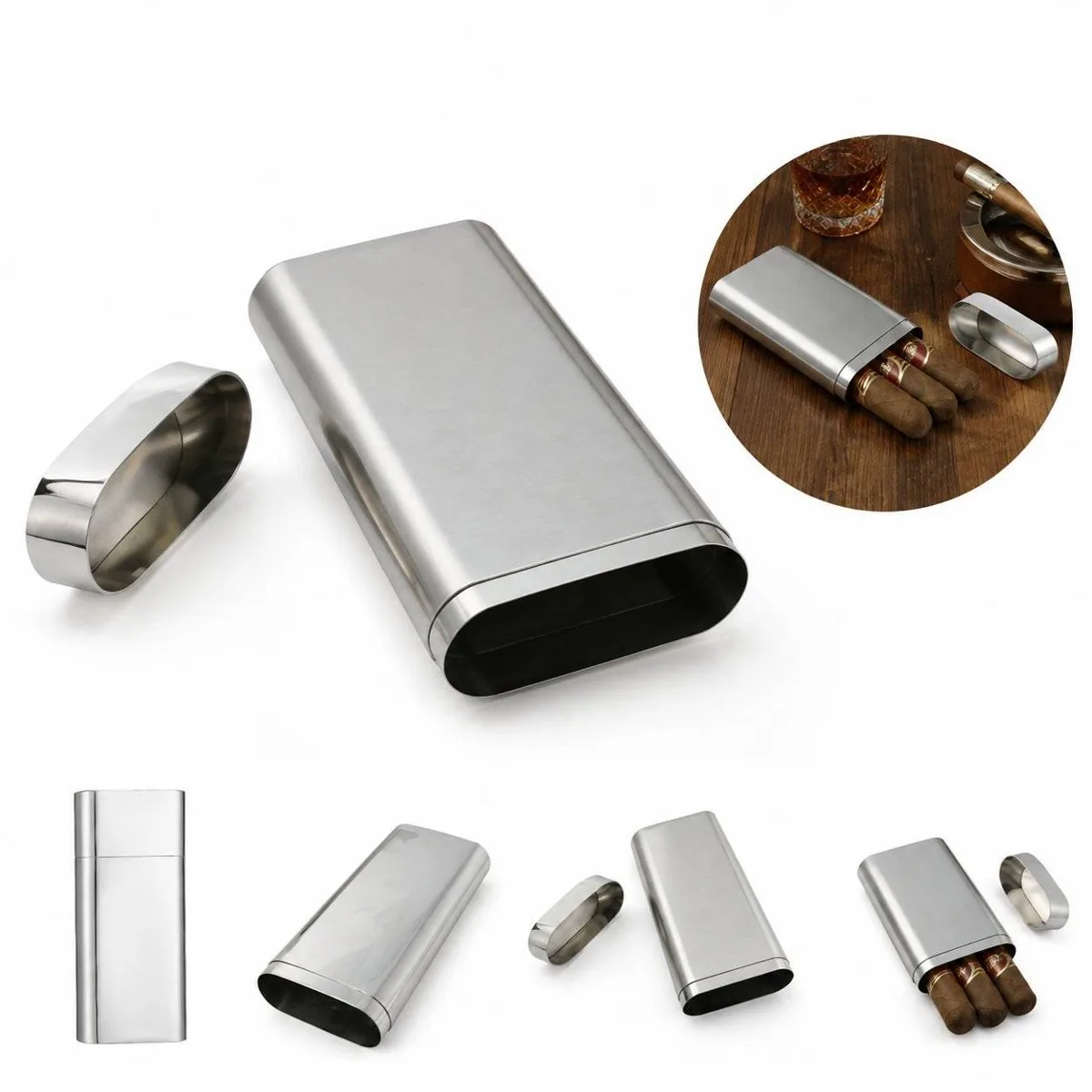 Portable Stainless Steel Cigar Travel Kit 2