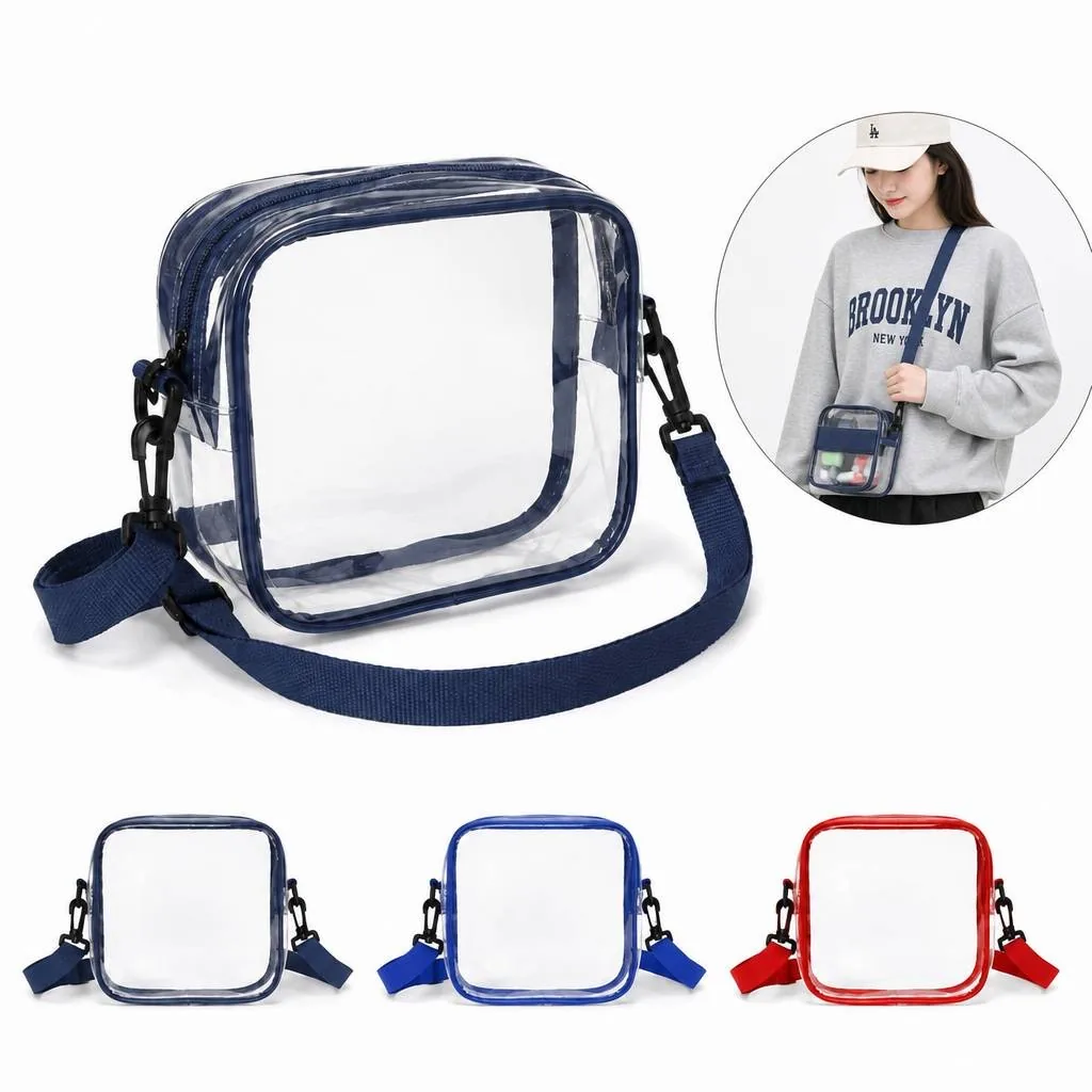 Clear PVC Shoulder Bag with Zipper and Adjustable Strap 2