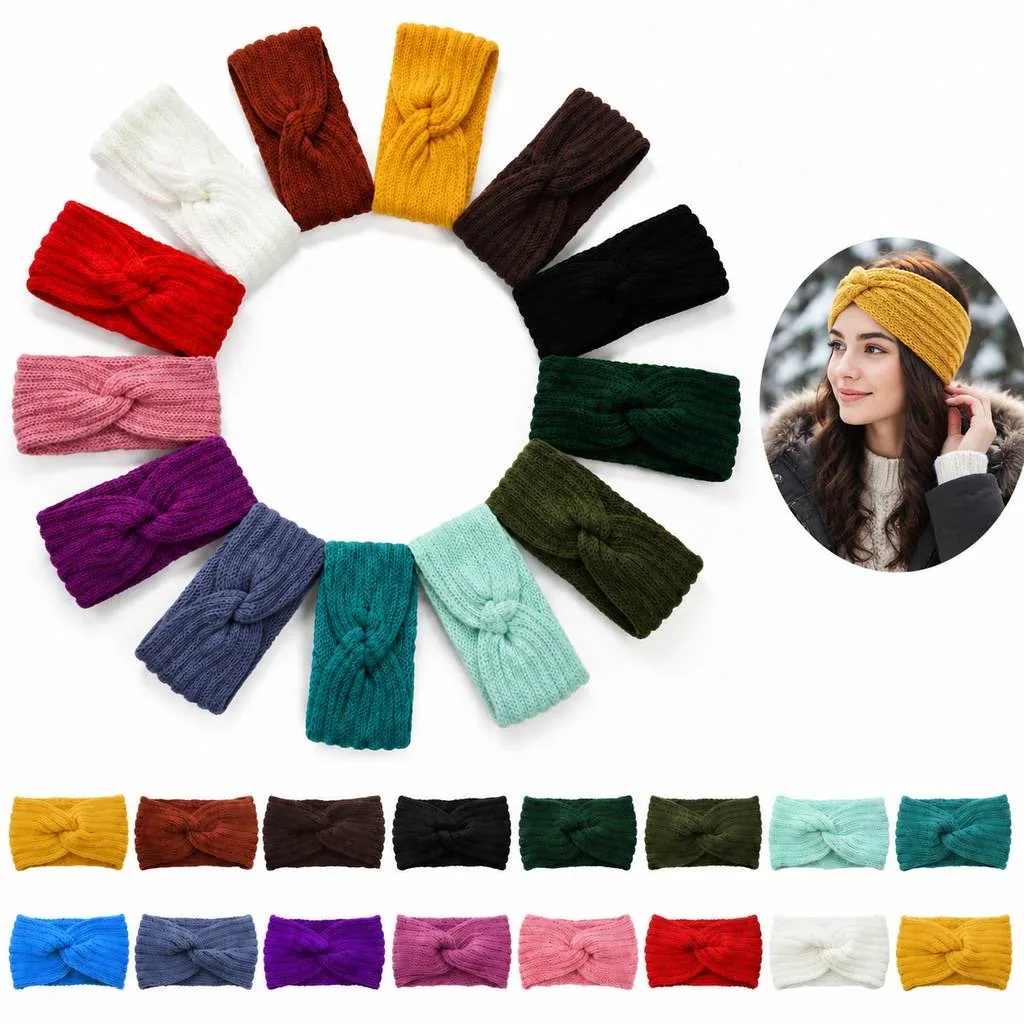 Wool Blend Knit Ear Warmer Headband for Men and Women 2